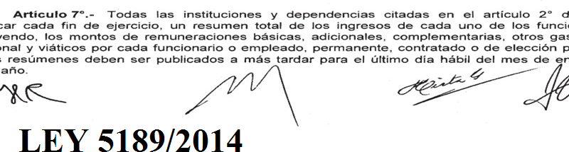 Cumplimiento del artículo 7º de la Ley 5189 sobre Resumen Anual del ejercicio 2021